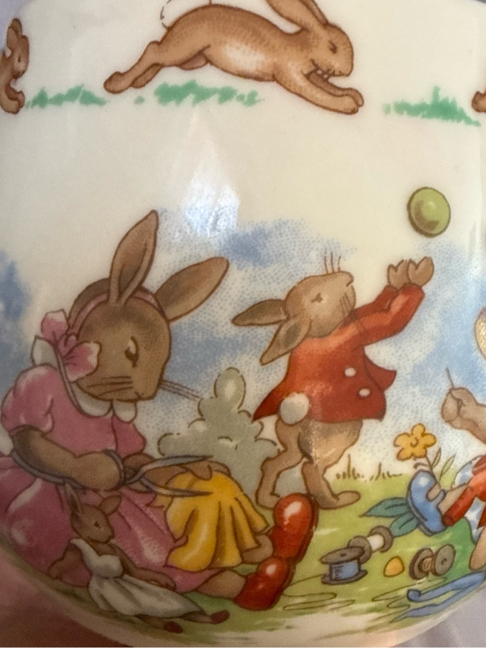 Royal Doulton Ceramic Bunny Mug with Pastel Spring Illustration